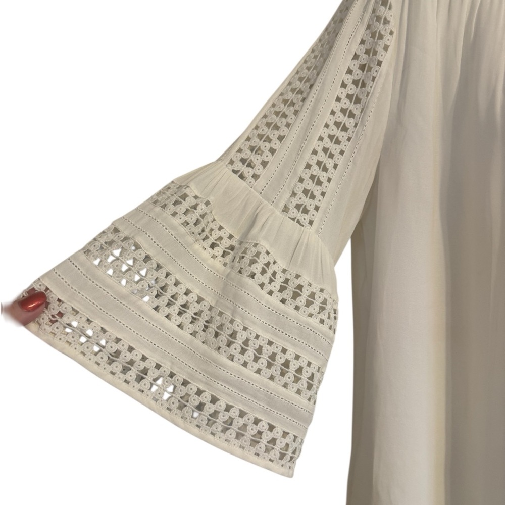 LOFT Crochet Bell-Sleeve Spring/Summer Blouse MESIUM #G - Picture 3 of 8